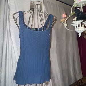 Lauren by Ralph Lauren Blue Knit Tank Top, Size 10